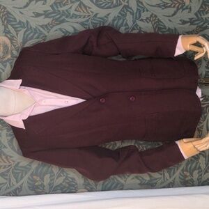Vintage 60s College Town Blazer & Blouse Pink Burgundy Academia Career Sz Med